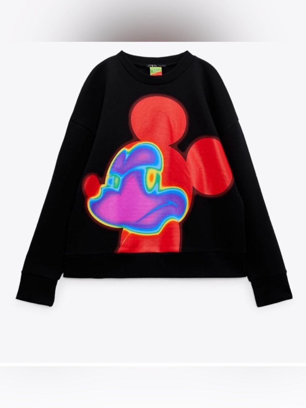 Zara Disney Mickey Mouse Sweatshirt Medium Black Thermal Disneyland Edgy Unique